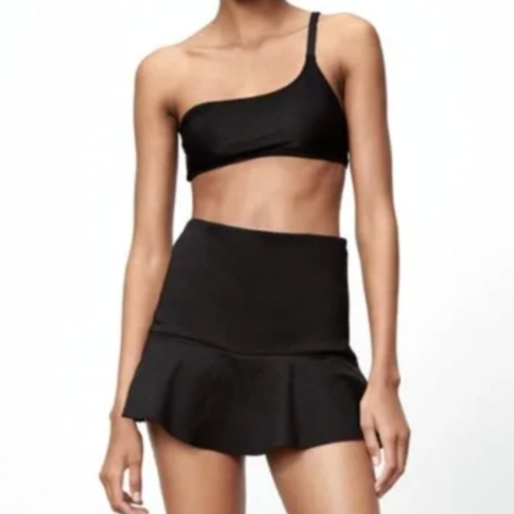 Zara Black Ruffled Mini Skirt
